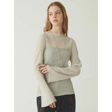 ボートネックシアーリブニット