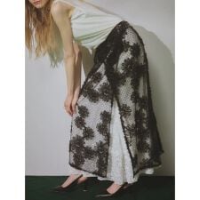 フラワー刺繍チュールラップスカート