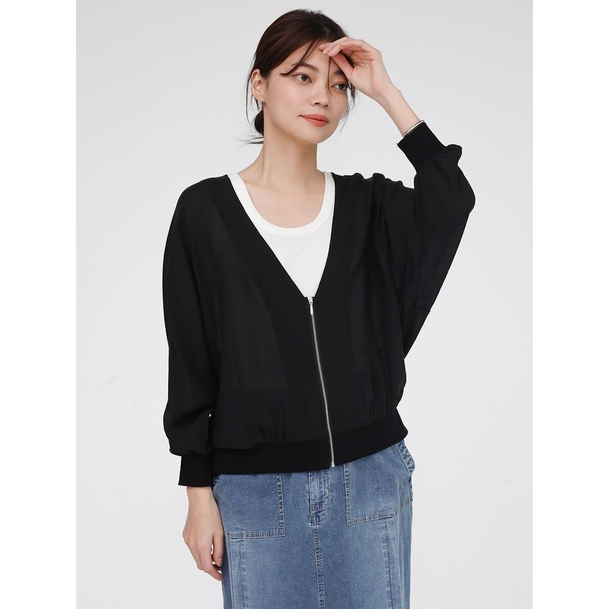 スコットクラブ系列MEDOC original blackドロストジップブラウス 新品
