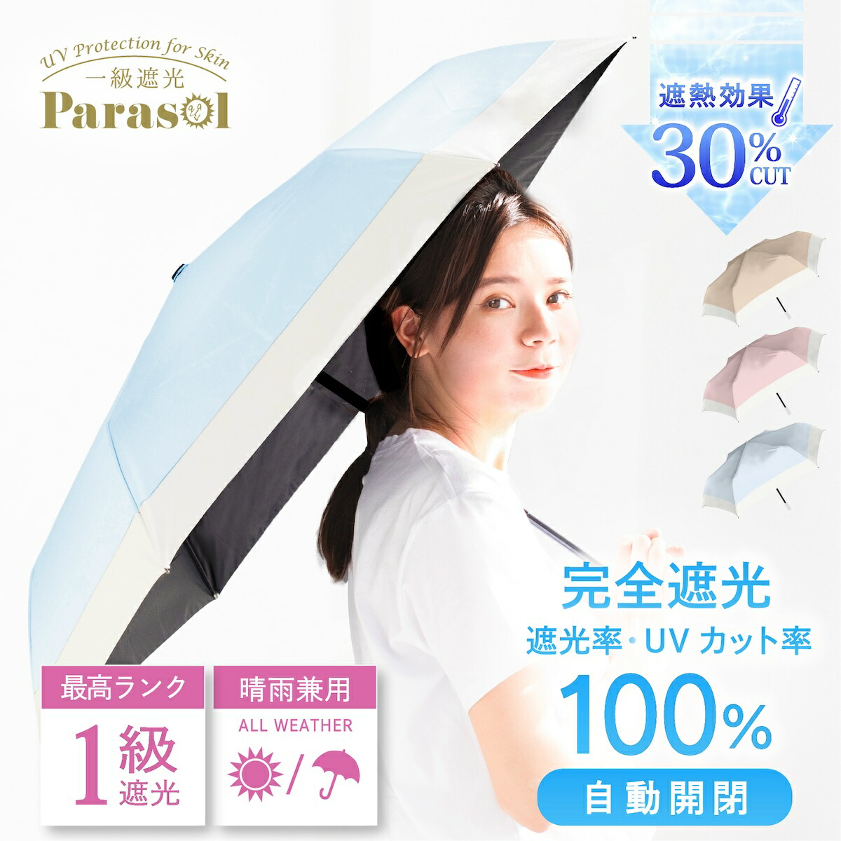 マッキントッシュフィロソフィー 大きめ 晴雨兼用 一級遮光 傘 折りたたみ　軽量 大きい 55cm】晴雨兼用折りたたみ日傘 無地 バイカラー 遮光 遮