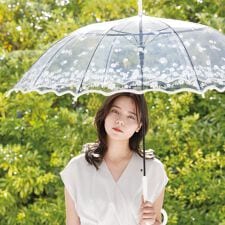 【レースフラワービニール傘】ビニール傘 雨傘 長傘 レディース かわいい 花柄 ジャンプ式