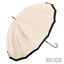 ナチュラルベーシック(Natural Basic)の【16本骨ドットバイカラー 雨傘】長傘 16本骨 傘 晴雨兼用 レディース 梅雨 耐風 軽量