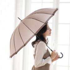 ナチュラルベーシック(Natural Basic)の【16本骨ドットバイカラー 雨傘】長傘 16本骨 傘 晴雨兼用 レディース 梅雨 耐風 軽量