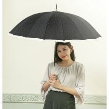 ナチュラルベーシック(Natural Basic)の【16本骨ドットバイカラー 雨傘】長傘 16本骨 傘 晴雨兼用 レディース 梅雨 耐風 軽量