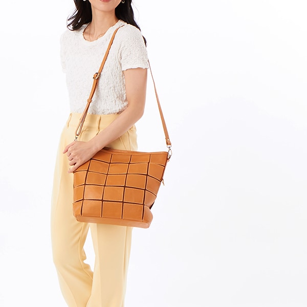 ピークスピーク PEAKS PEAK / 牛革パッチワーク口折れ2wayショルダー