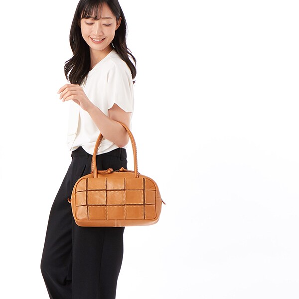 ピークスピーク（PEAKSPEAK）/ピークスピーク PEAKS PEAK / 牛革パッチワーク横長ボストン ピークスピーク PEAKS PEAK / 牛革パッチワーク横長ボストン | ピーク