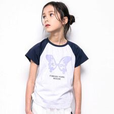 サイドシャーリングラグラン天竺半袖Tシャツ(110~150cm)