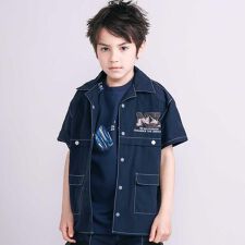 【接触冷感】【お揃い】ワッシャータフタ半袖シャツ(110~150cm)