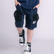 【接触冷感】【お揃い】ワッシャータフタメッシュポケット付き5分丈パンツ(110~150cm)