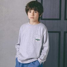 バッグロゴパッチ天竺&マルチボーダー長袖Tシャツ(110~150cm)