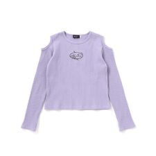 肩開きラインストーンロゴテレコ長袖Tシャツ(110~150cm)