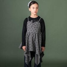 天竺長袖Tシャツｘロングキャミソールセット(110~150cm)