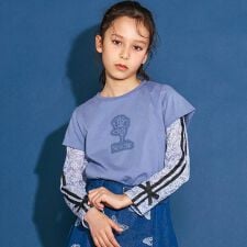 ニットレース長袖Tシャツ＋半袖Tシャツセット(110~150cm)