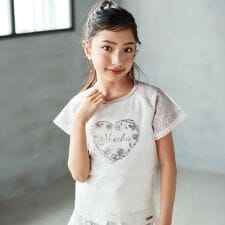 チュールレイヤード天竺半袖Tシャツ(110~150cm)