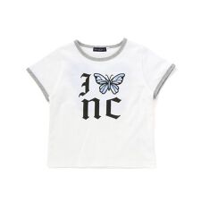 バック蝶々レース天竺半袖Tシャツ(110~150cm)