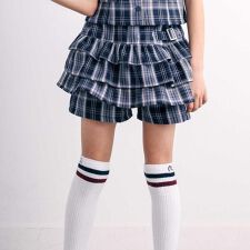 バックフリルプリーツチェックツイルスカパン(110~150cm)