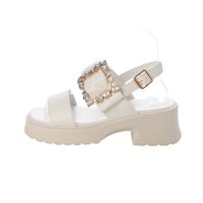 lus.ビジューバックル厚底サンダル レディース 5.5cmソール