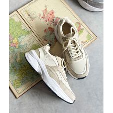 lus. カラーコンビダッドスニーカー厚底靴 ヒール4cm 軽量 歩きやすい