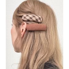 ラスドット(lus.)のlus.【2点セット】チェック／スエードぱっちんピン