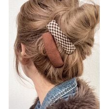 ラスドット(lus.)のlus.【2点セット】チェック／スエードぱっちんピン