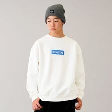 【大人向けサイズあり】【毛玉になりにくい】裏起毛・ボックス刺繍ロゴトレーナー