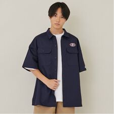 【大人向けサイズあり】【FORGETNEVER】【セットアップ対応】T/Cツイルワーク半袖シャツ_G