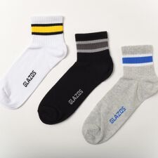 【大人向けサイズあり】ショート丈ラインソックス３足セット