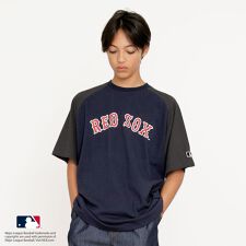 【大人向けサイズあり】【MLB】チームロゴプリントラグランスリーブ半袖Tシャツ