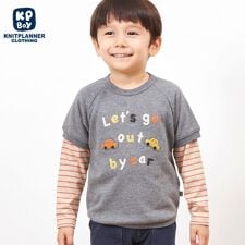 KPBOY 車モチーフの裏毛トレーナー(80～110)