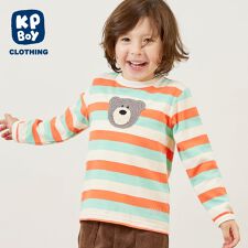 クマ編モチーフ マルチボーダー長袖Tシャツ