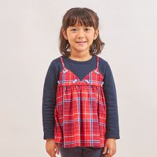 ヘリンボンチェック×裏毛 レイヤード風トレーナー