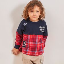 裏毛×ヘリンボーンチェック トレーナー