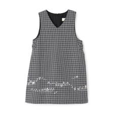 音符刺シュウ チェックジャンパースカート