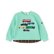 車アップリケ 裏起毛トレーナー 【吸湿発熱】