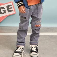 電車ワッペン ツイルベア起毛パンツ