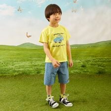 車T×チェックハーフパンツ セット