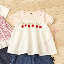 チェリーモチーフ ストライプ 半袖チュニック