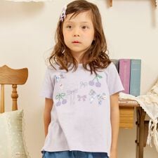 リボン×チェリーモチーフ 半袖チュニック