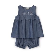 ラメデニム チュニック･ショートパンツセット