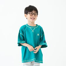 【綿100%】配色ステッチビッグ半T