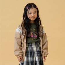 【フード収納可能】【撥水】肩切替ジップジャケット