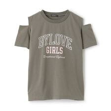 バイラビット(by LOVEiT)の【接触冷感】肩開きテキストTシャツ