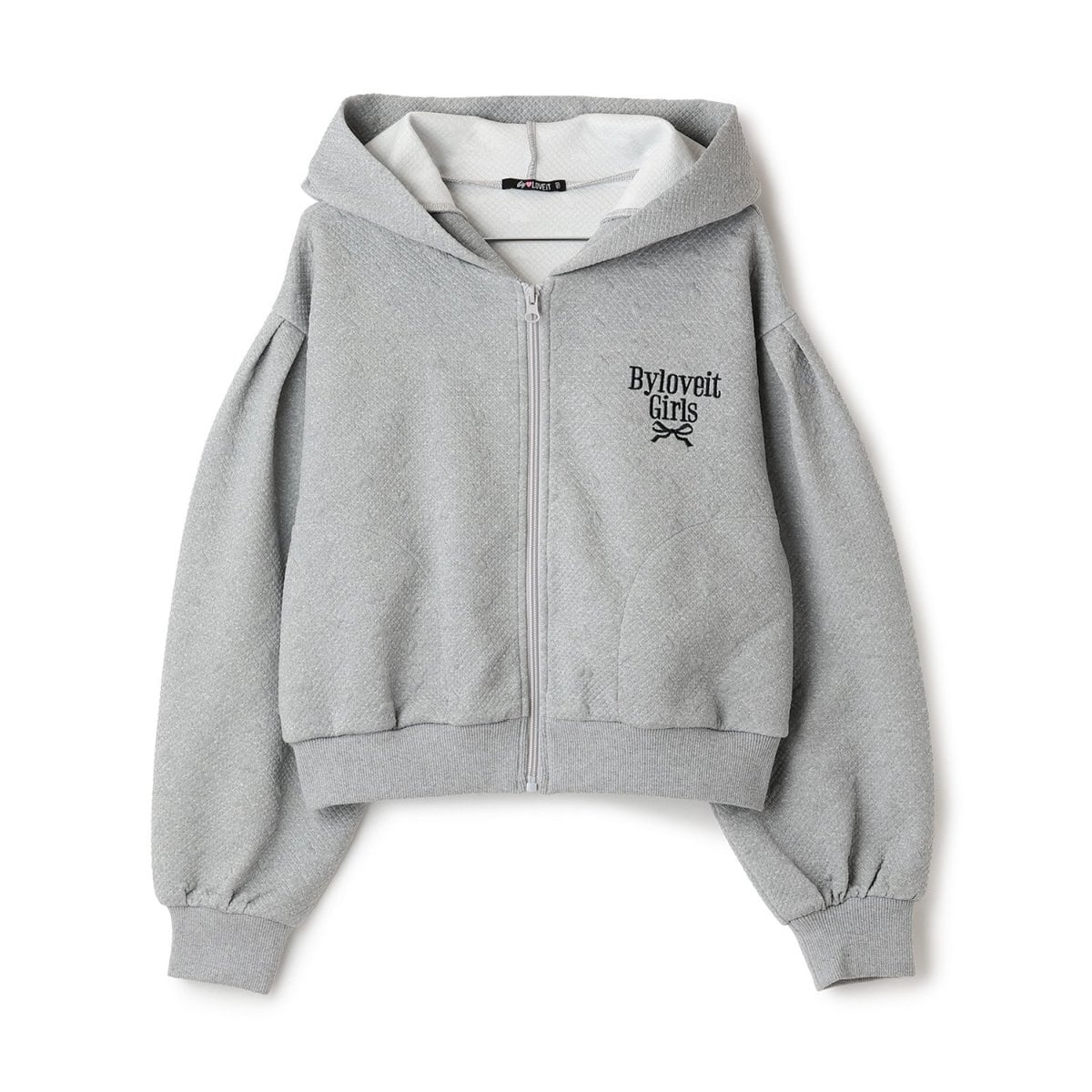 新品　メゾピアノ　裏毛 ハートアップリケユニコーン刺しゅうフリルパーカー 裏毛 ハートアップリケユニコーン刺しゅうフリルパーカー | メゾピアノ