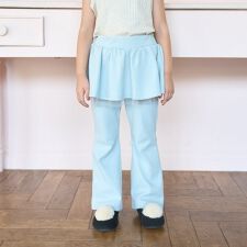 【ともパン】【裏起毛】ギャザースカート付きフレアパンツ
