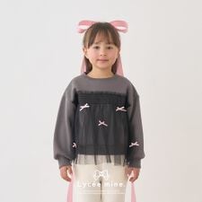 【Lycee mine バレエシリーズ】【裏起毛】リボン付きチュールドッキングスウェット