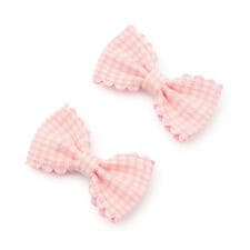 スカラップギンガムチェックリボンヘアクリップ(2コセット)