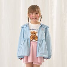 【UV加工】チュニック丈フリルシアージップパーカ