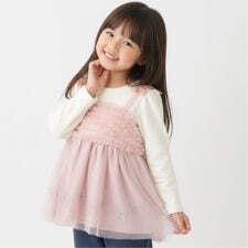 リボン刺しゅうチュールドッキングチュニック