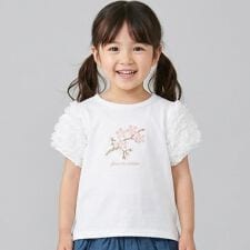 サクラ肩フリル半袖Tシャツ