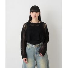 ダメージメッシュニット【韓国ファッション】